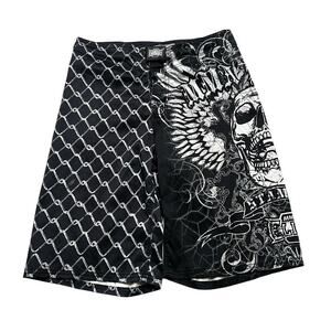 Vintage Y2K MMA Elite Fighting Shorts unisex Sz 30 Black Skull Wings grunge